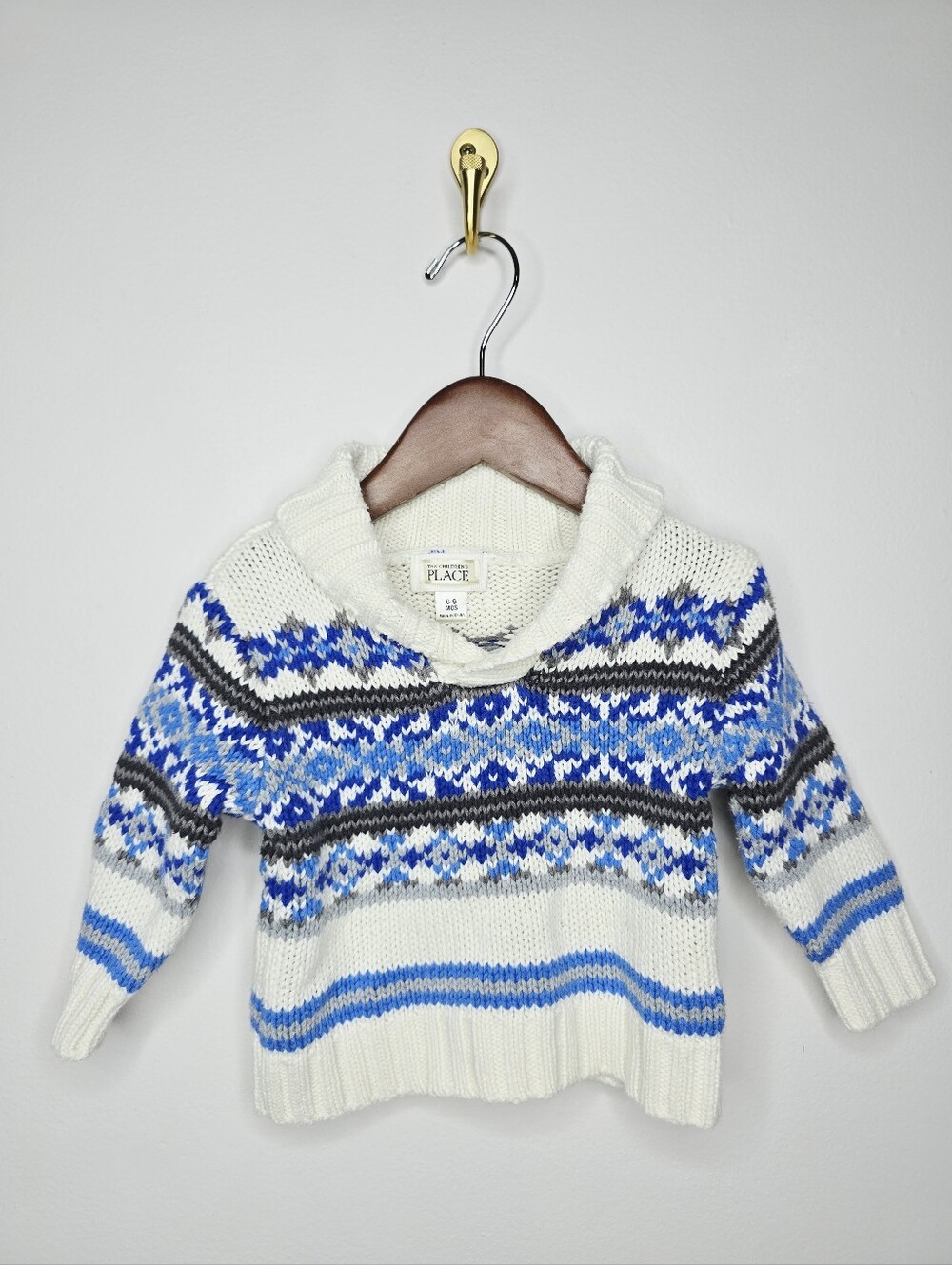 The Children's Place Fair Isle Shawl Collar Sweater Size 6-9 Months